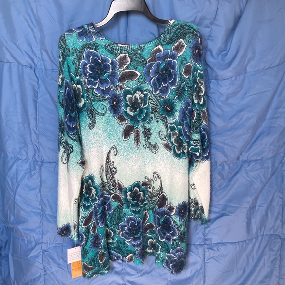 Relisted Ruby Rd sweater floral print ombré fuzzy pullover boho casual office 2X - Picture 6 of 17